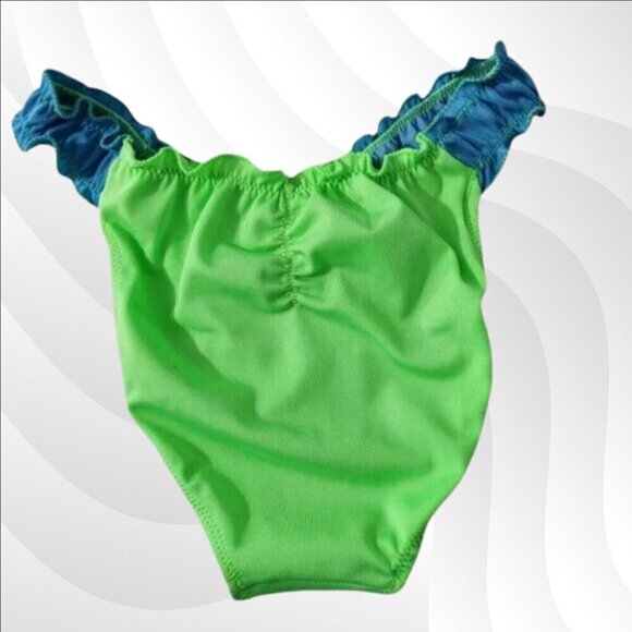 2/$50 Peixoto Amore Ruffle Bikini Bottom Neon Green & Blue Size XS - Picture 4 of 8